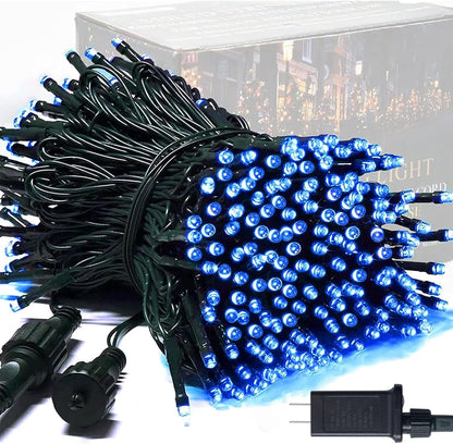 91.5Ft Blue LED String Lights – 8-Mode Indoor/Outdoor Holiday Décor