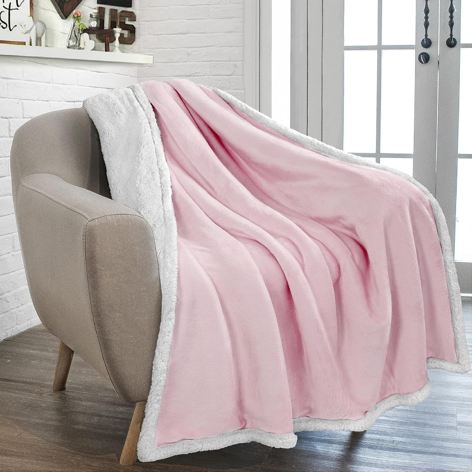 Sherpa Fleece Throw Blanket for Couch 60X80