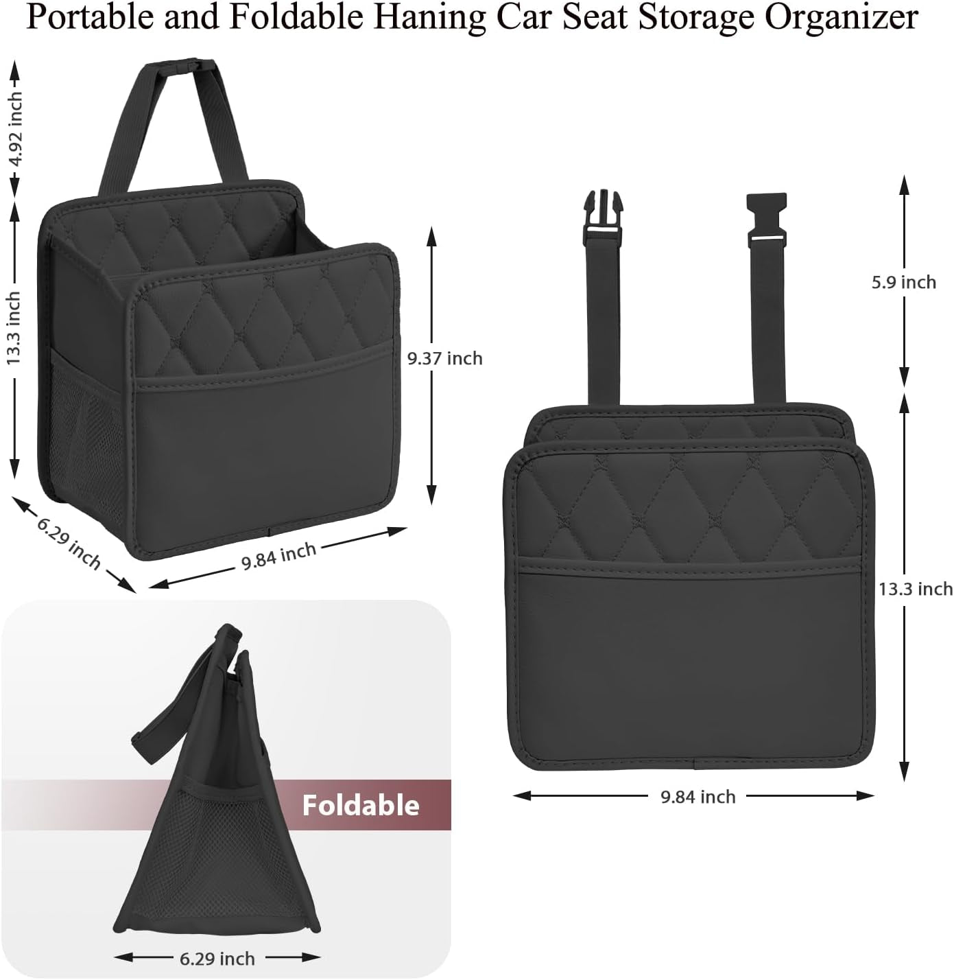 2-Pack Leather Waterproof Back Seat Car Organizer