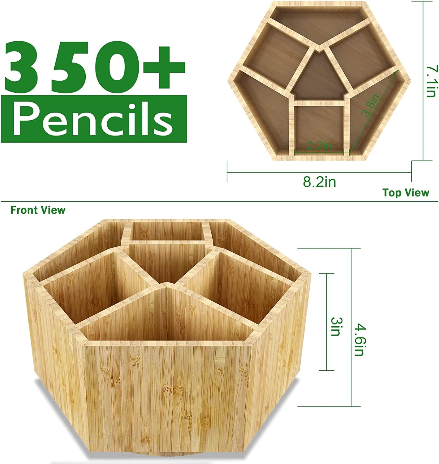 360° Rotating Bamboo Art Supply Organizer – 2-Pack Desk Caddy
