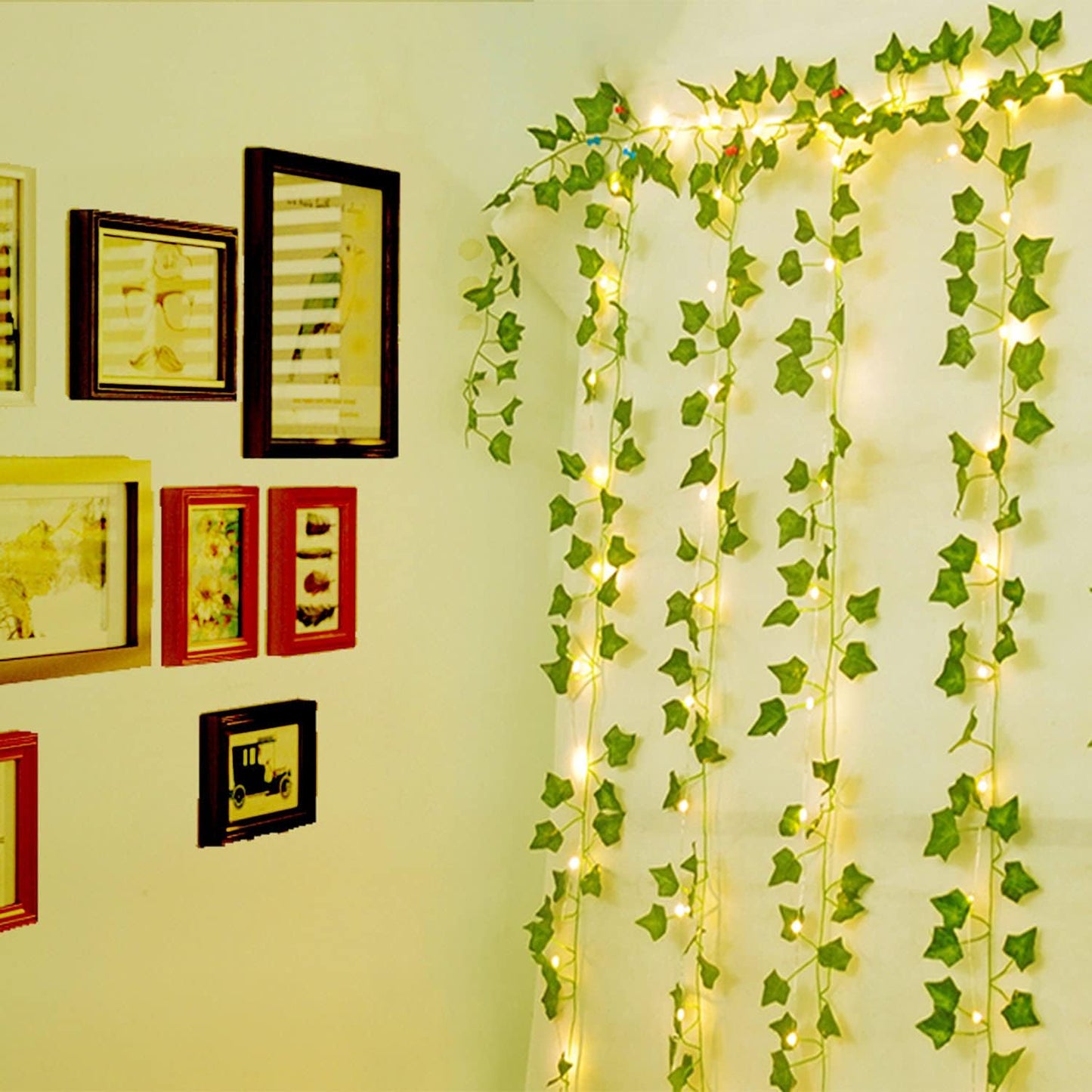 12Pcs Artificial Ivy Garland with 200 LED String Lights