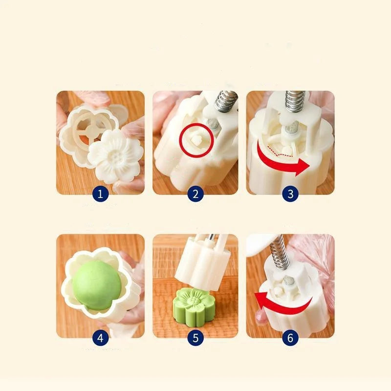 DIY Mooncake Mold Plastic Hand Press Pastry Set