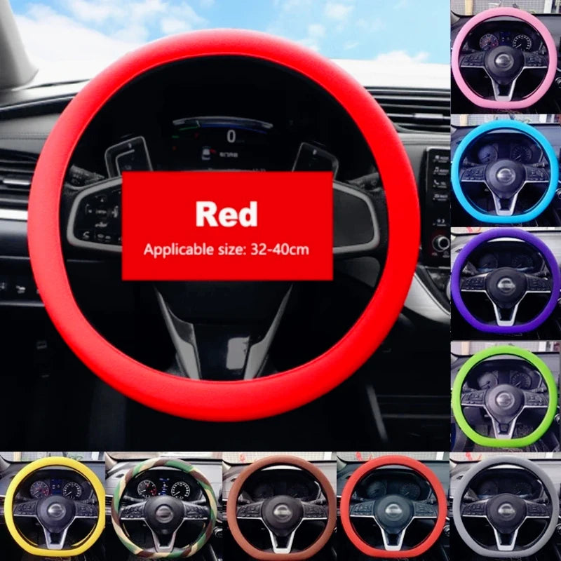 Car Silicone Steering Wheel Cover Sweat-Absorbing Non-Slip