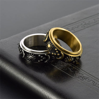 Sun & Moon Fidget Spinner Ring – Stainless Steel Anxiety Relief