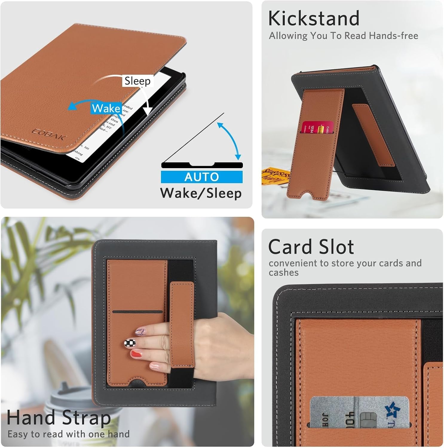 PU Leather Kindle Case with Stand – Auto Sleep/Wake Cover