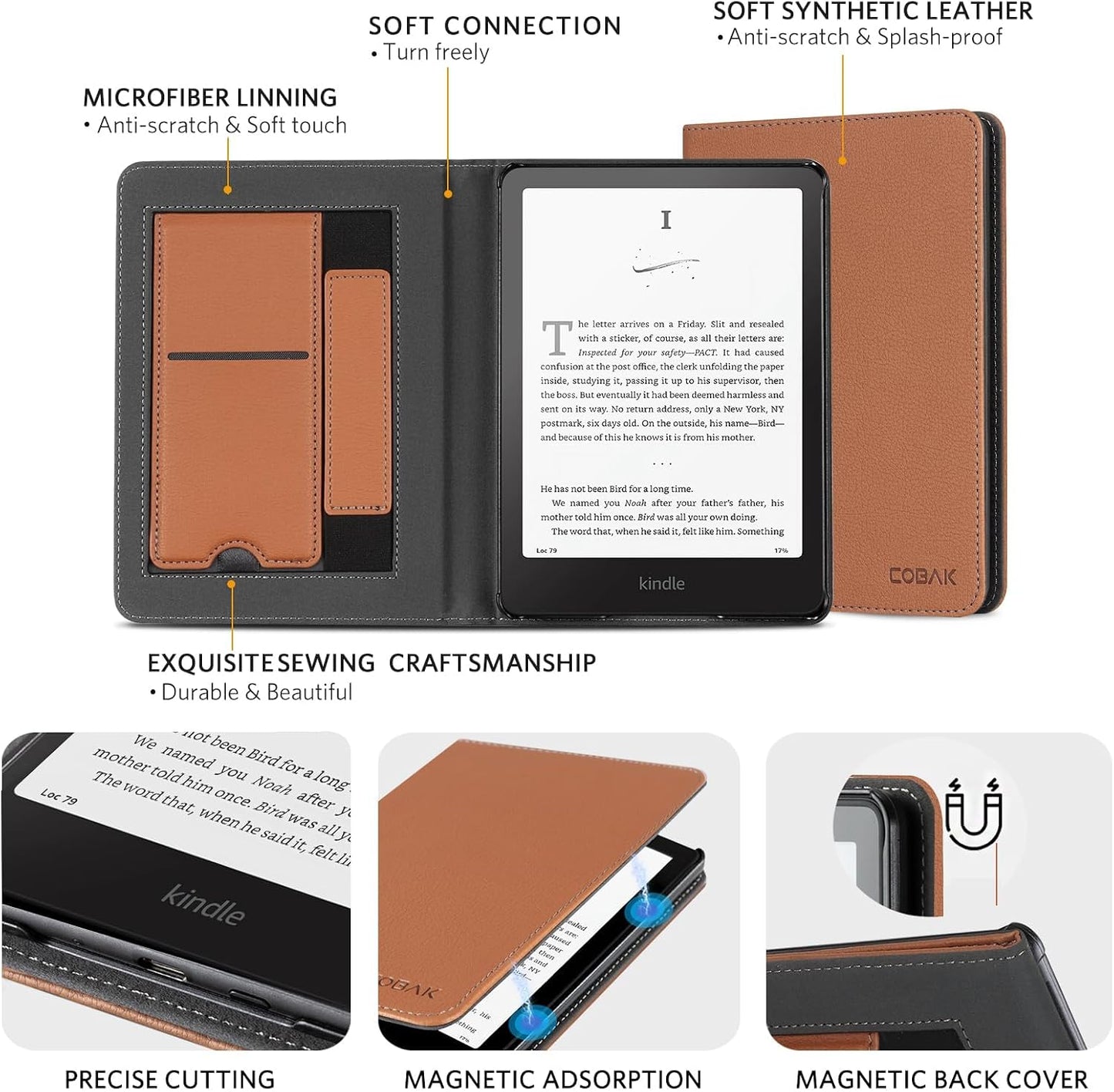 PU Leather Kindle Case with Stand – Auto Sleep/Wake Cover