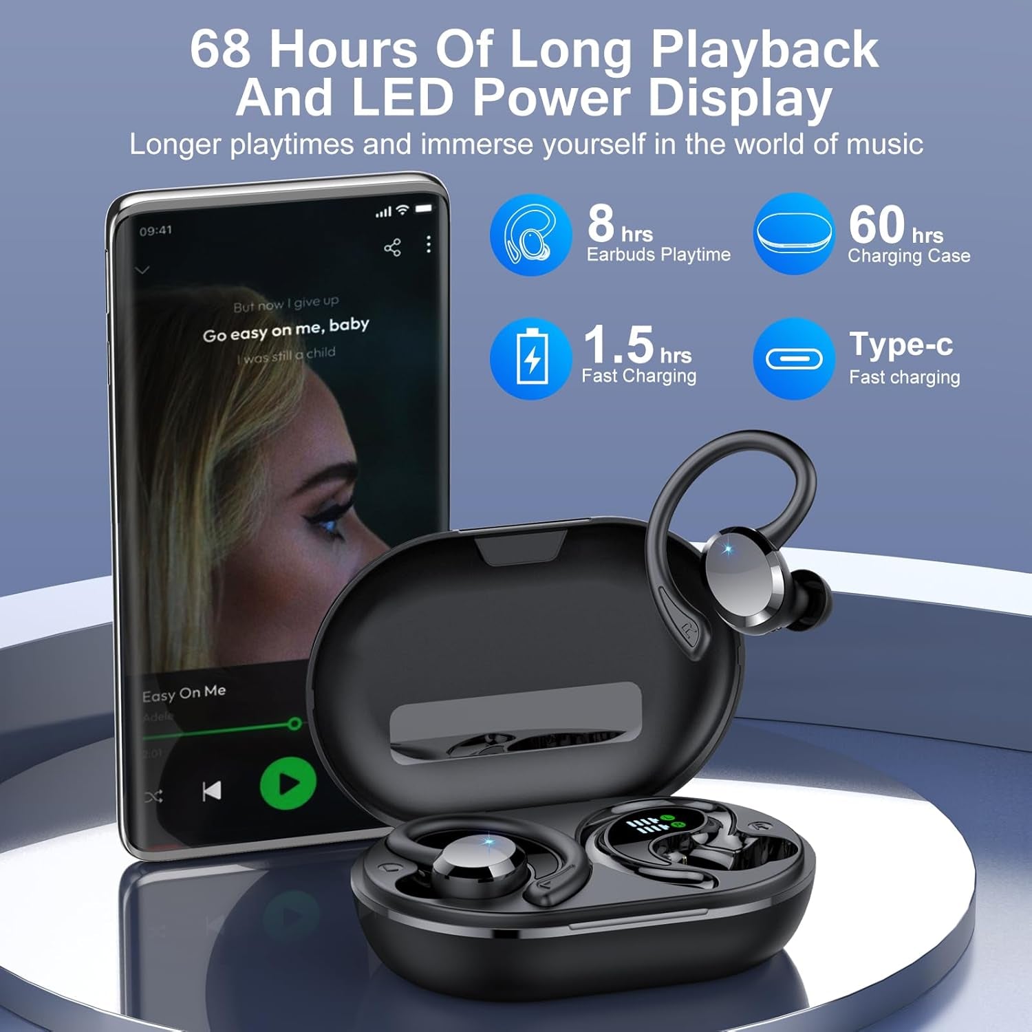 Bluetooth 5.4 Wireless Earbuds Hifi Stereo IP7 Waterproof