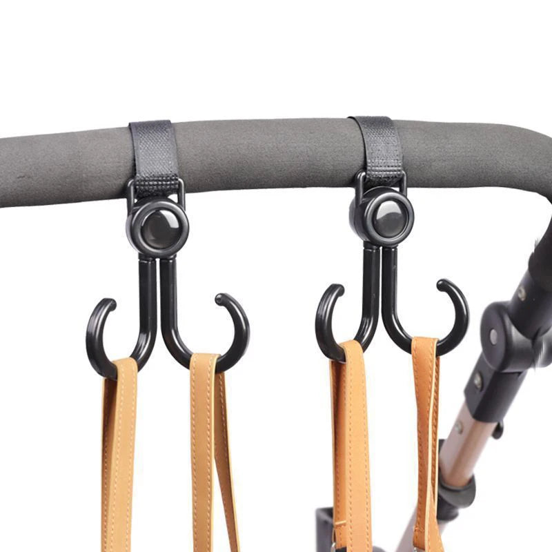 Double Hook Baby Stroller Hanger 360-Degree Rotation