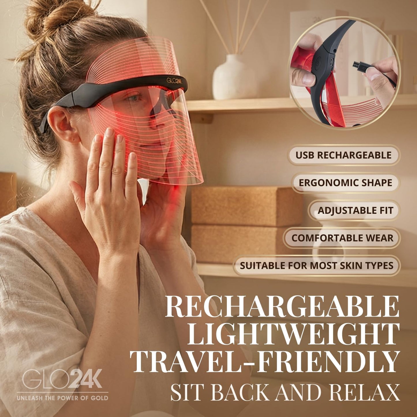 LED Face Mask 7 Color Modes Rechargeable Skin Care Device