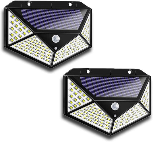 Solar motion sensor security lights for outdoor areas