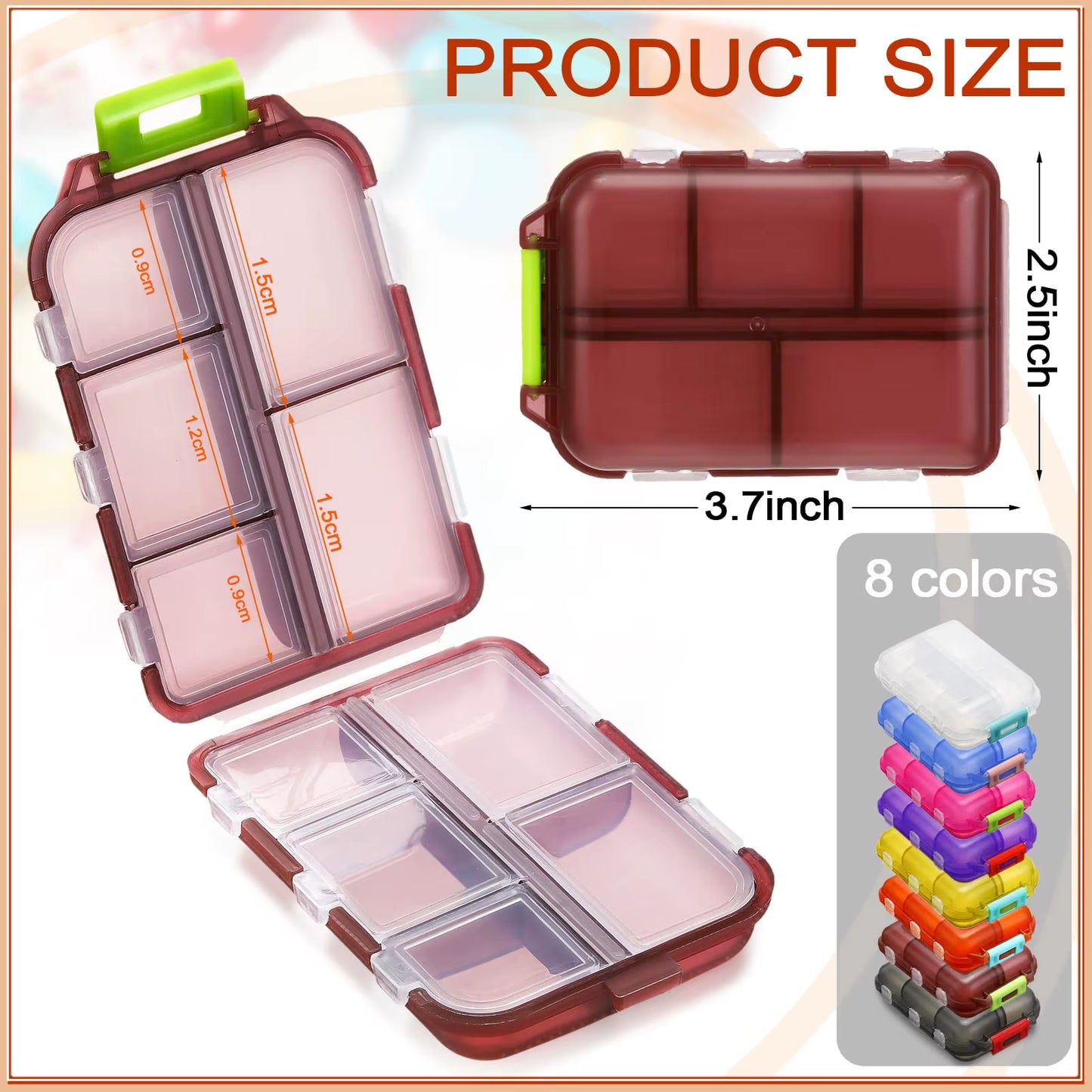 10 Compartment Travel Pill Organizer Portable Storage Box