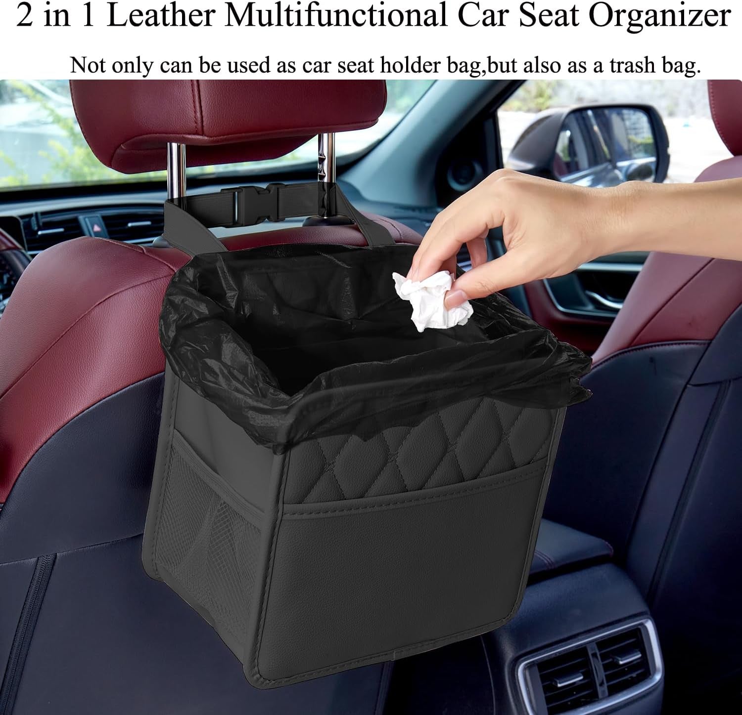 2-Pack Leather Waterproof Back Seat Car Organizer