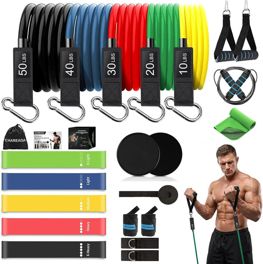 23 Pack Resistance Bands Set Workout Bands