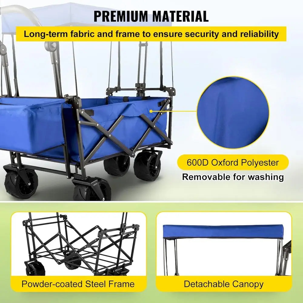 Happbuy Heavy-Duty Collapsible Wagon with Big Wheels – 220 lb Capacity