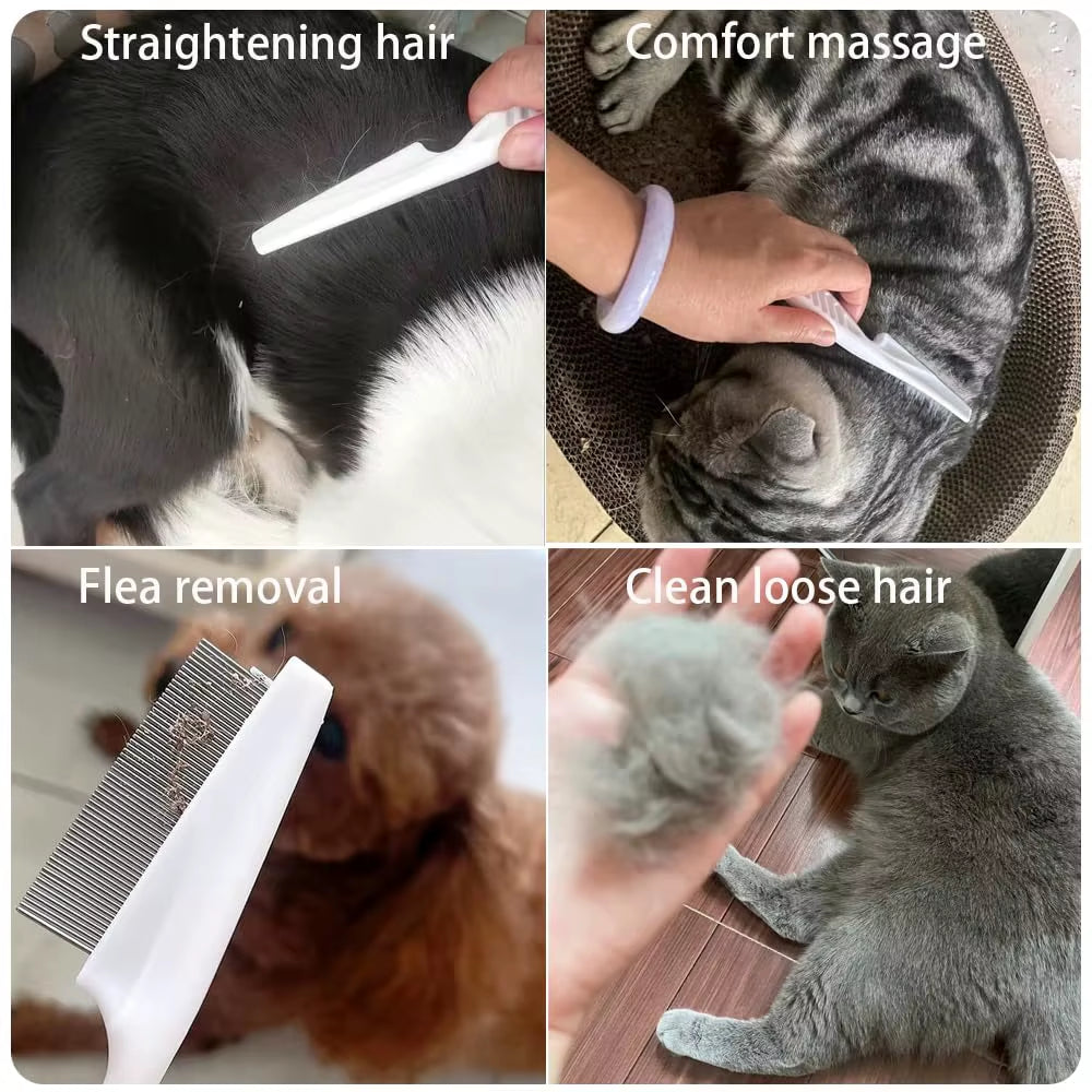 Pet Flea Comb Cat Dog Beauty Stainless Steel Portable