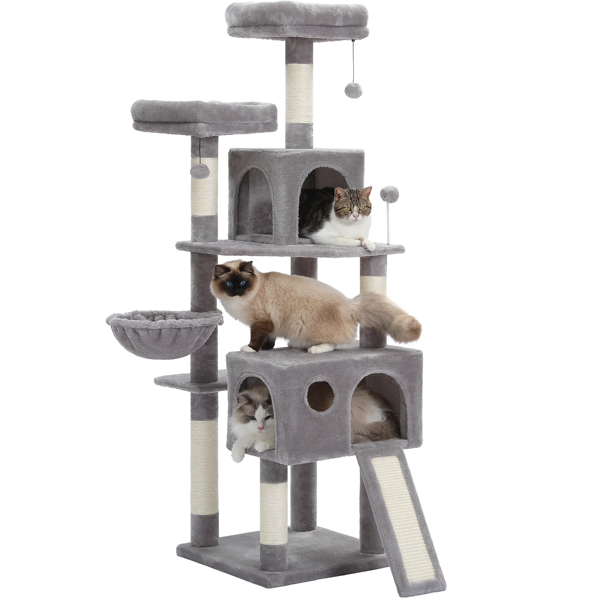 64 Inch Multi-Level Cat Tree Scratching Post Tower