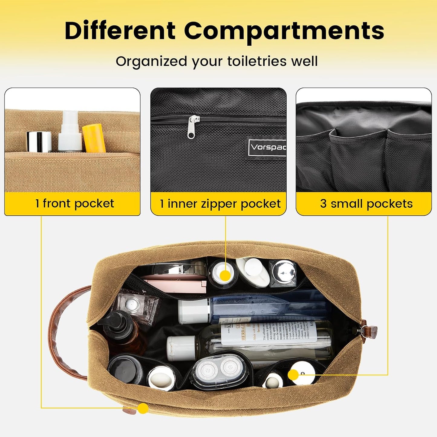 Hanging Travel Toiletry Bag Water Resistant Canvas