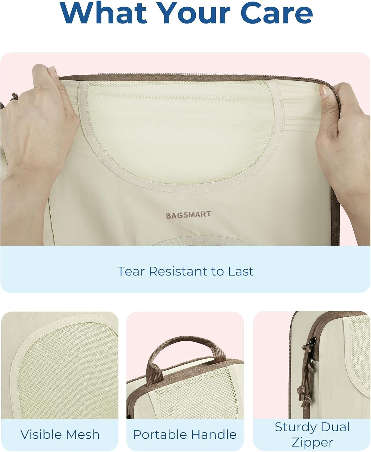 Compression Packing Cubes 6-Set Travel Luggage Organizer