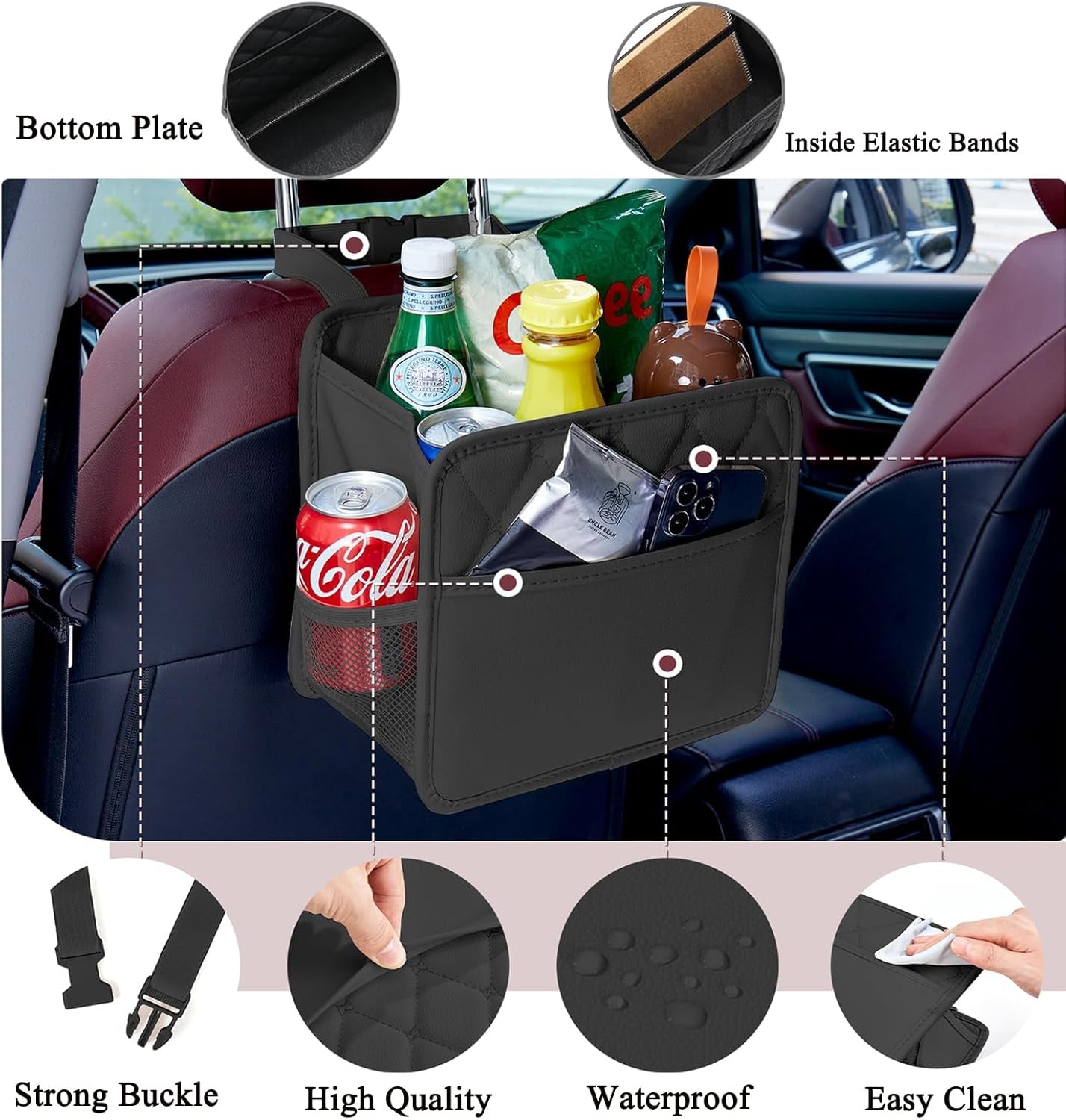 2-Pack Leather Waterproof Back Seat Car Organizer