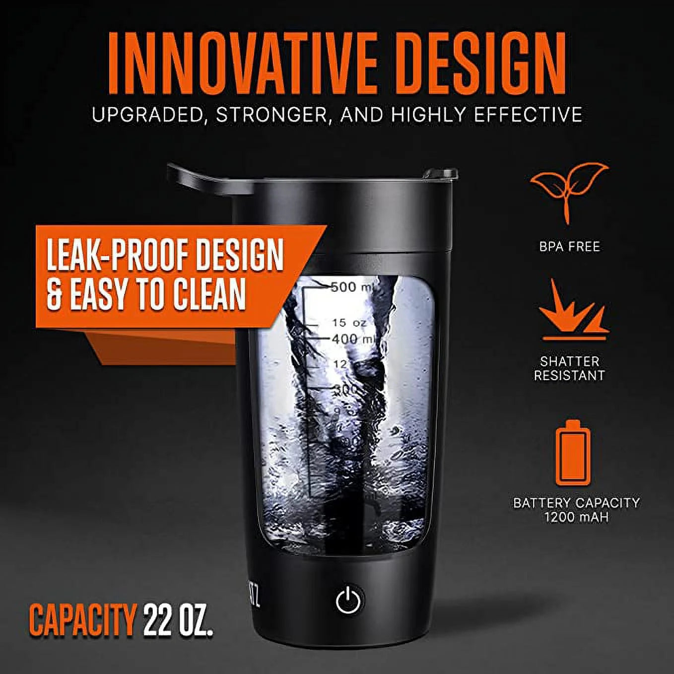 Rechargeable Self-Stirring Shaker Bottle – Auto-Blend Protein Cup