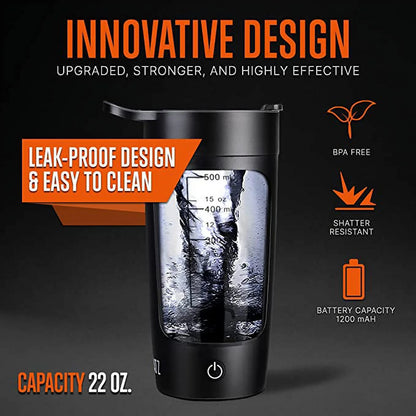 Rechargeable Self-Stirring Shaker Bottle – Auto-Blend Protein Cup