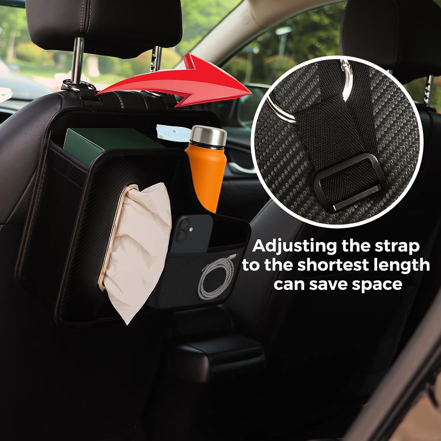 Car Tissue Holder Back Seat Organizer with Cup Holder