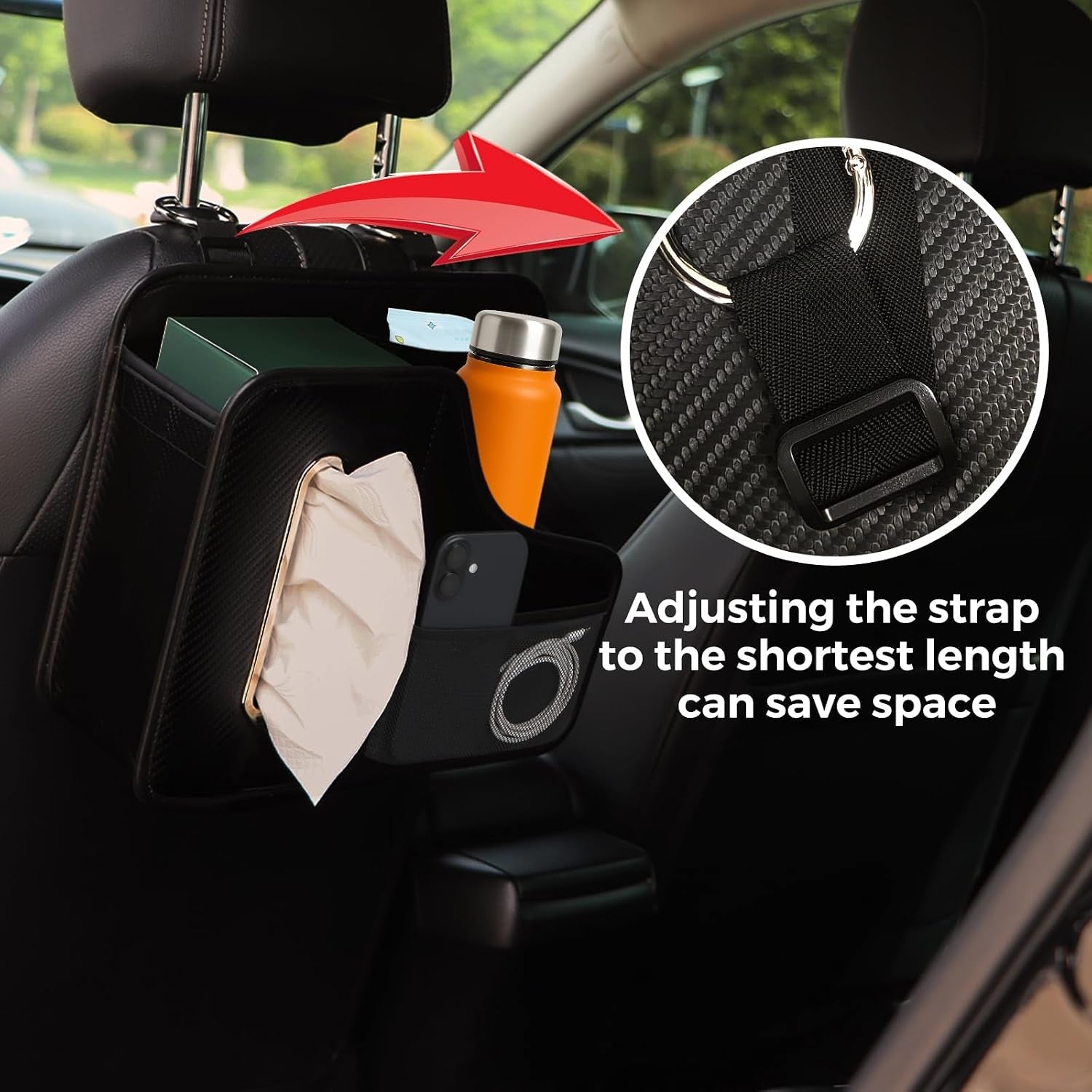 Car Tissue Holder Back Seat Organizer with Cup Holder