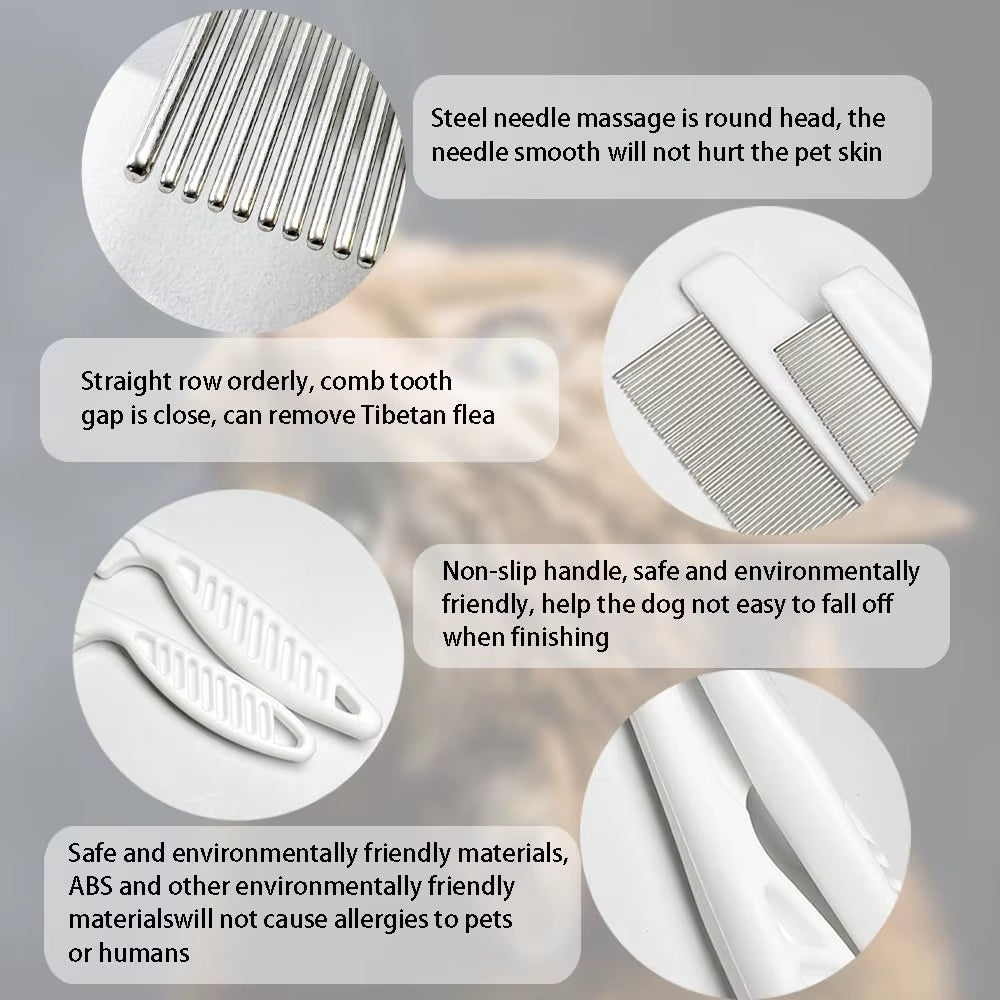 Pet Flea Comb Cat Dog Beauty Stainless Steel Portable