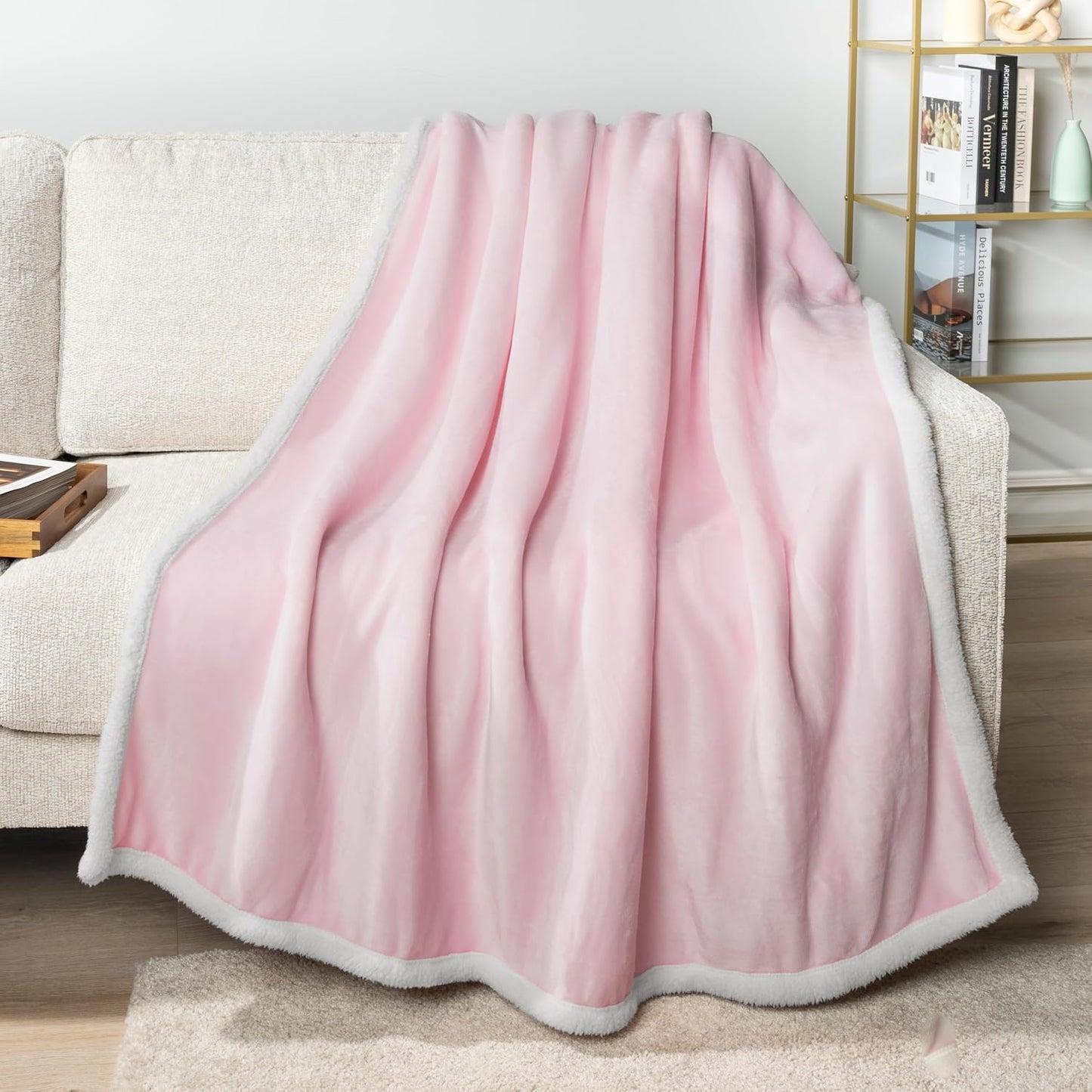 Sherpa Fleece Throw Blanket for Couch 60X80
