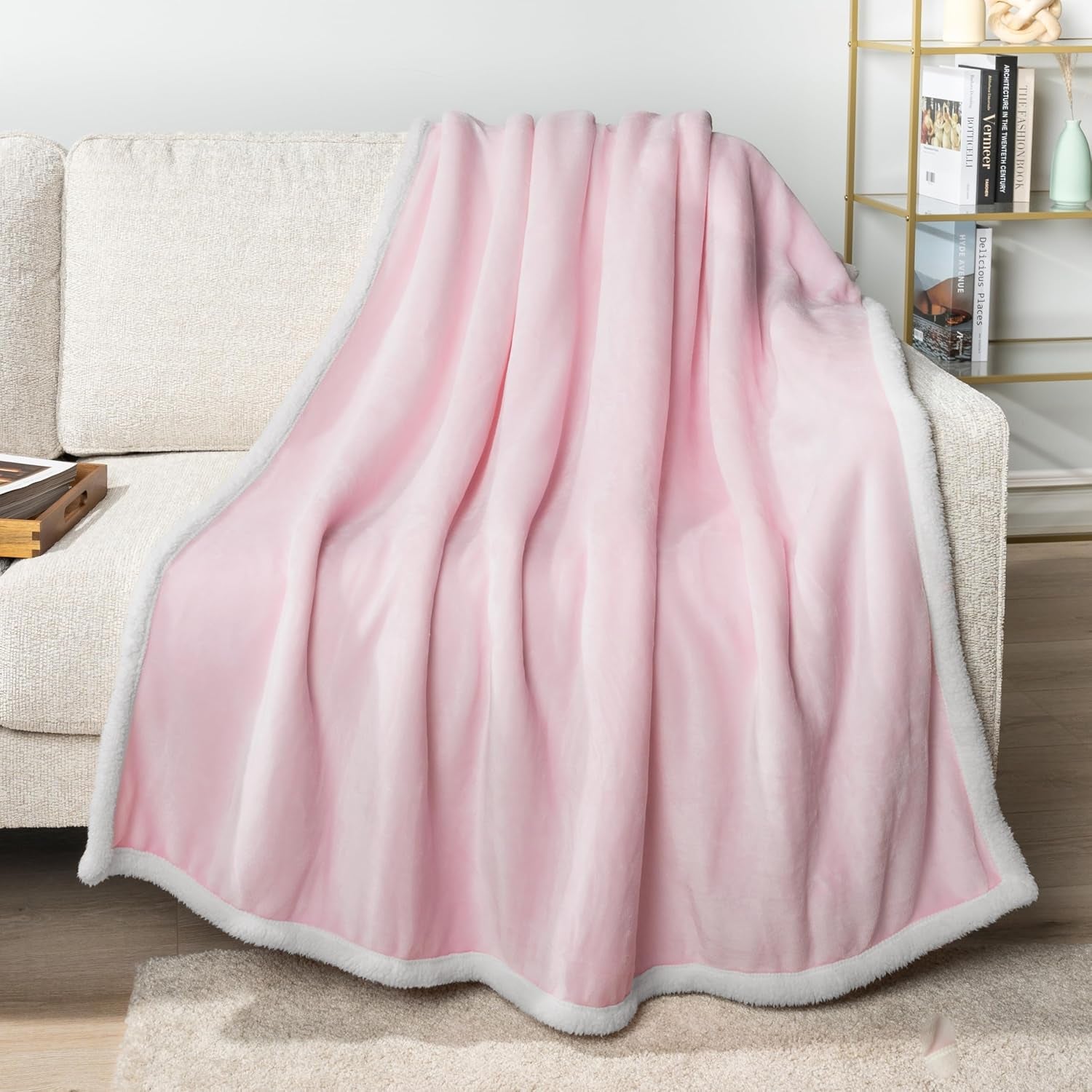 Sherpa Fleece Throw Blanket for Couch 60X80