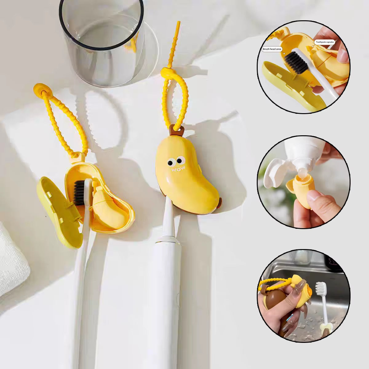 Banana Toothbrush Protective Travel Cap with Storage