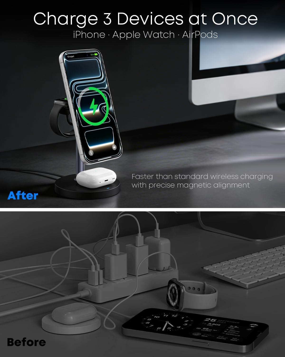 3-In-1 Magnetic Wireless Charging Station 15W