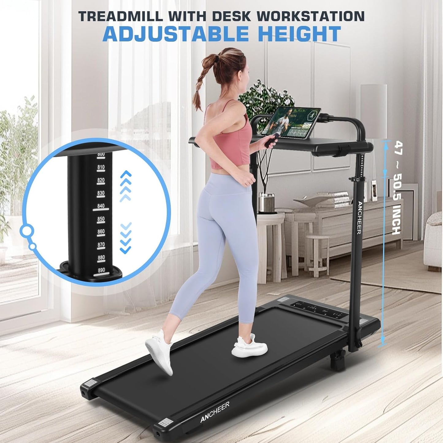 8-In-1 Foldable Under-Desk Treadmill – 15% Incline Walking Pad