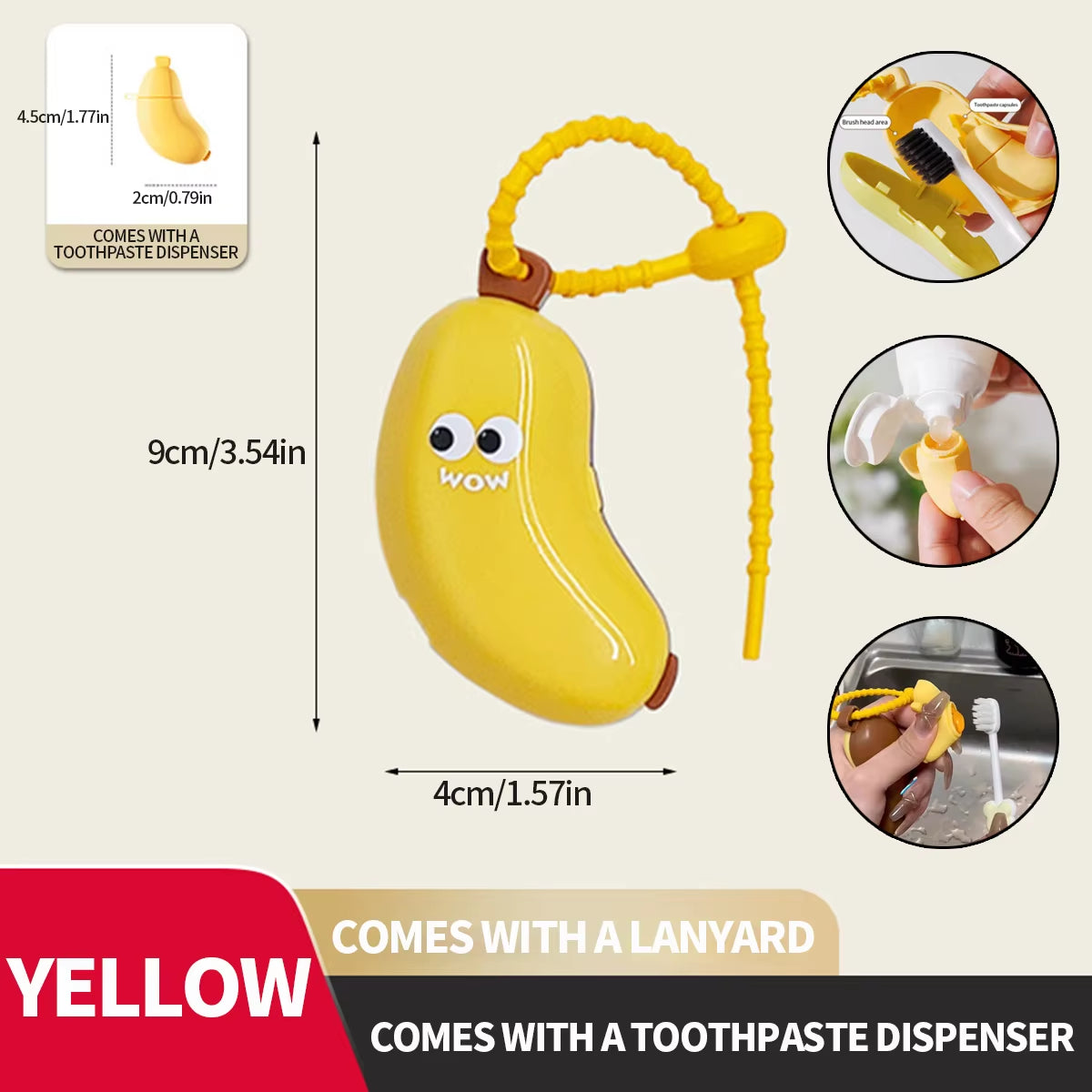 Banana Toothbrush Protective Travel Cap with Storage