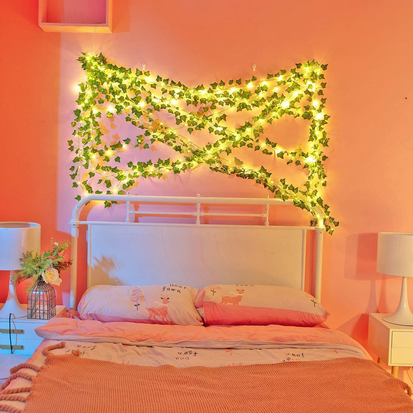 12Pcs Artificial Ivy Garland with 200 LED String Lights
