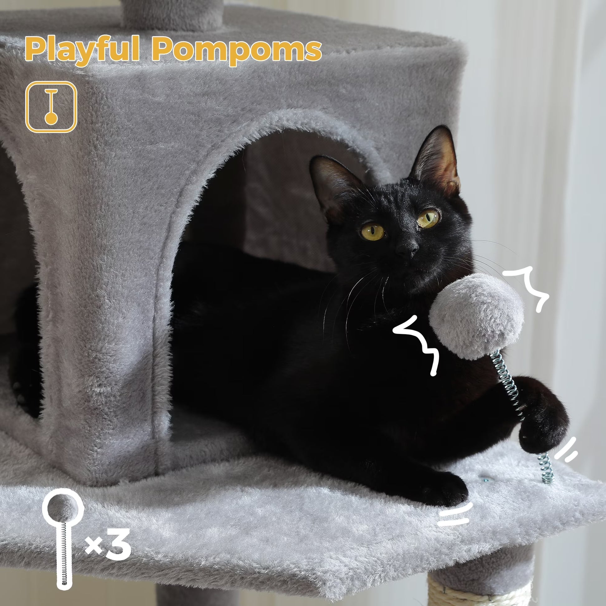 64 Inch Multi-Level Cat Tree Scratching Post Tower