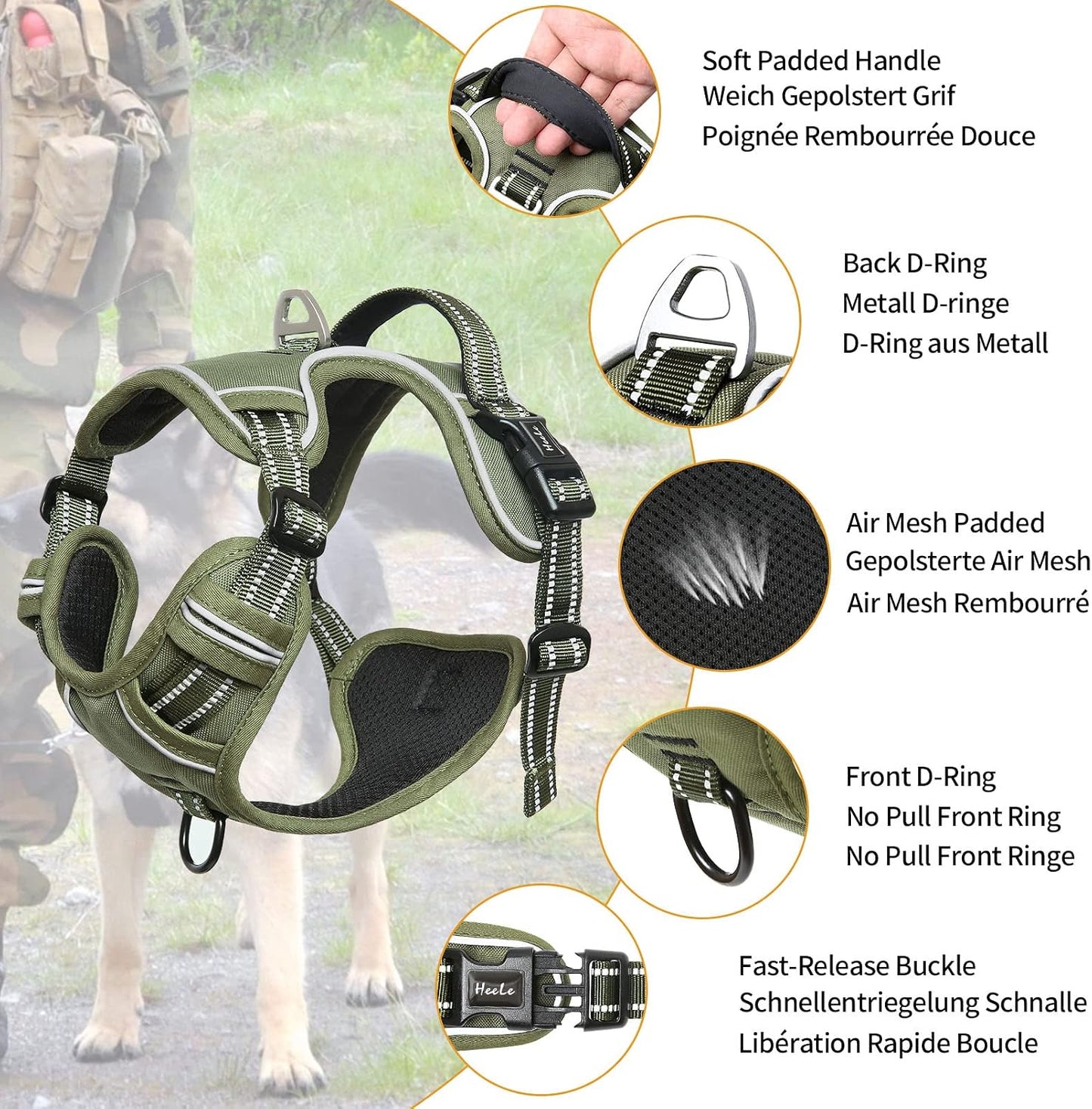 No Pull Adjustable Padded Reflective Dog Harness